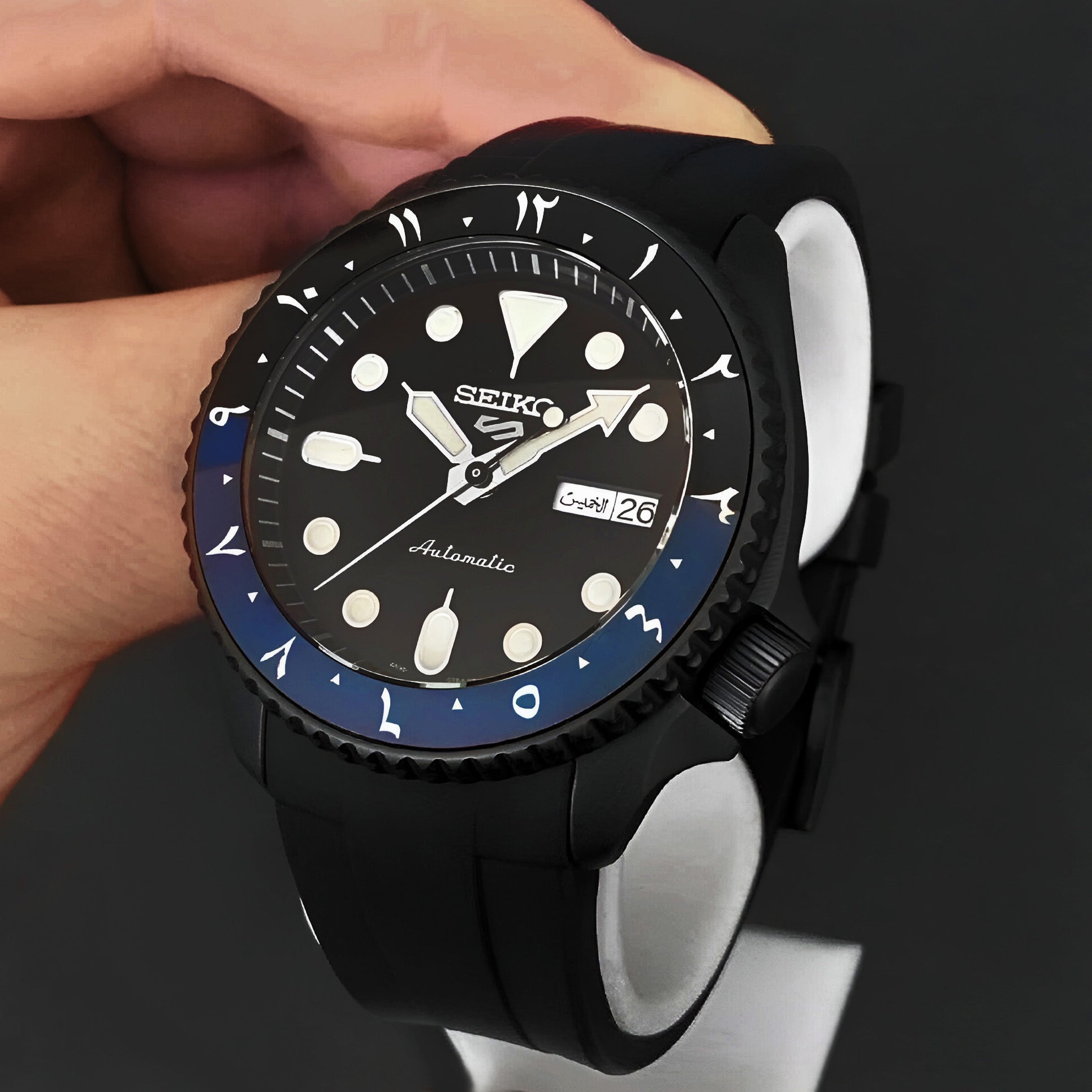 Ceramic Insert - 007 Arabic Dual Time Dark Knight - DLW WATCHES