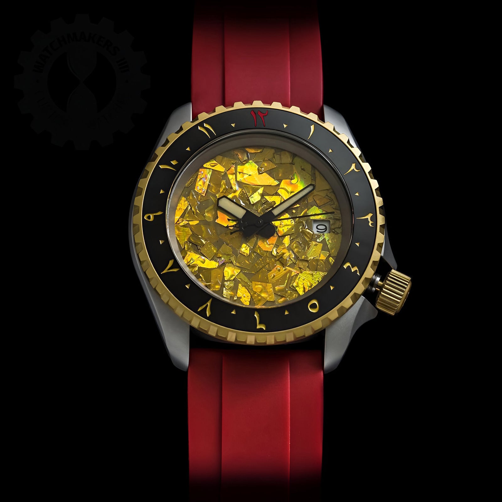 Ceramic Insert - 007 Arabic Dual Time Black X Gold Red "12"
