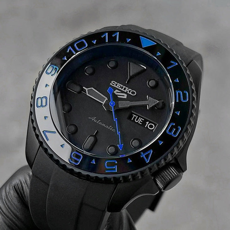 Ceramic Insert - 007 Dual Time Black X Blue
