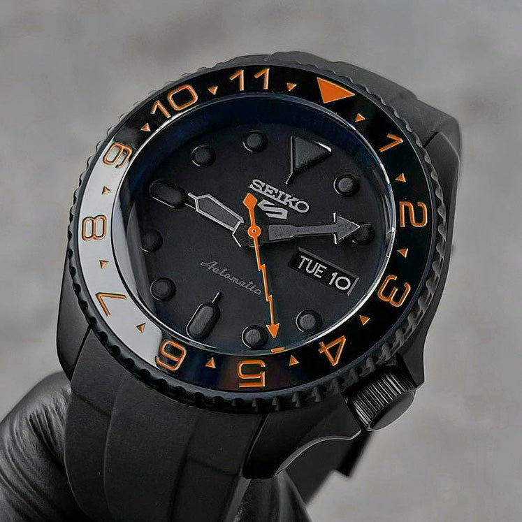 Ceramic Insert - 007 Dual Time Black X Orange