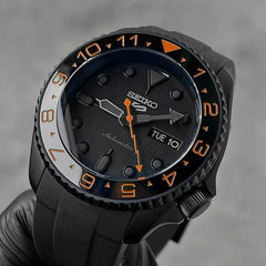 Ceramic Insert - 007 Dual Time Black X Orange - DLW WATCHES