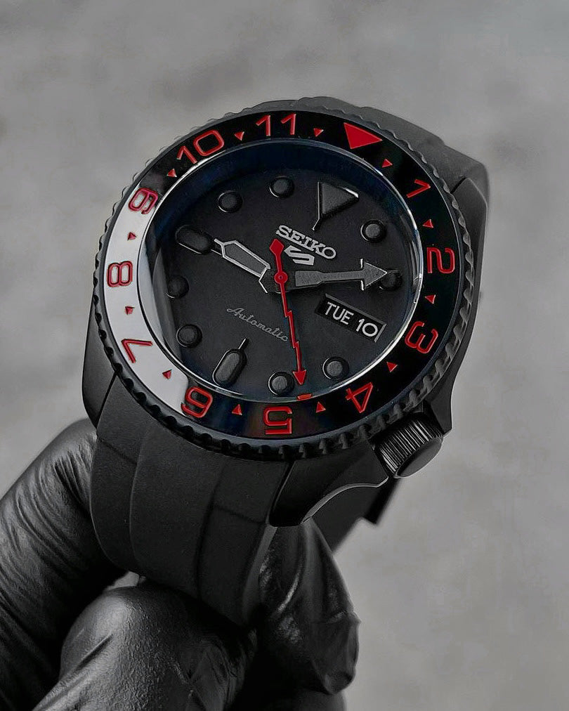 Ceramic Insert - 007 Dual Time Black X Red - DLW WATCHES