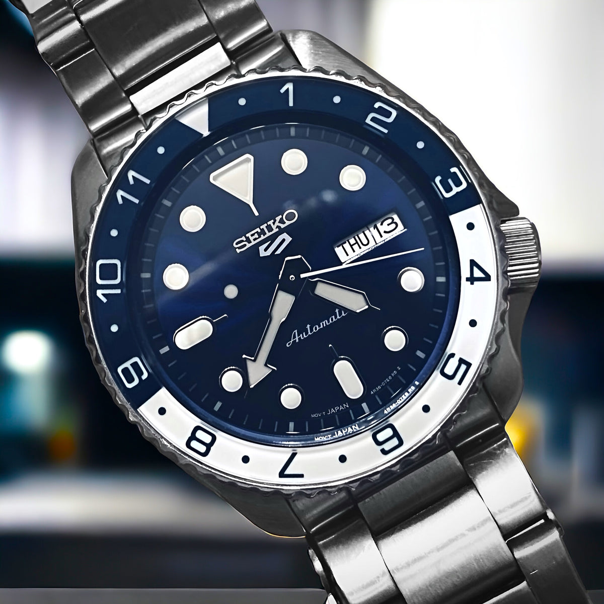 Sapphire Insert - SKX Dual Time Aegean Blue X White - Luminous Green