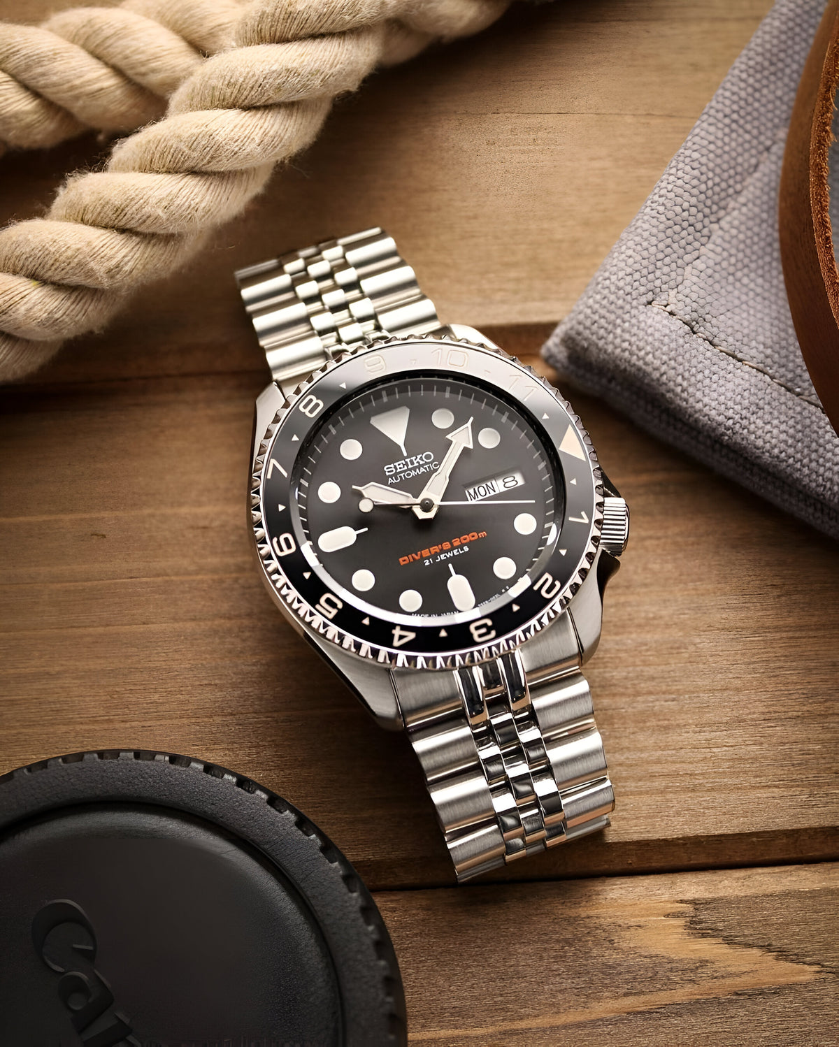 Ceramic Insert - SKX Dual Time Black - Luminous Green