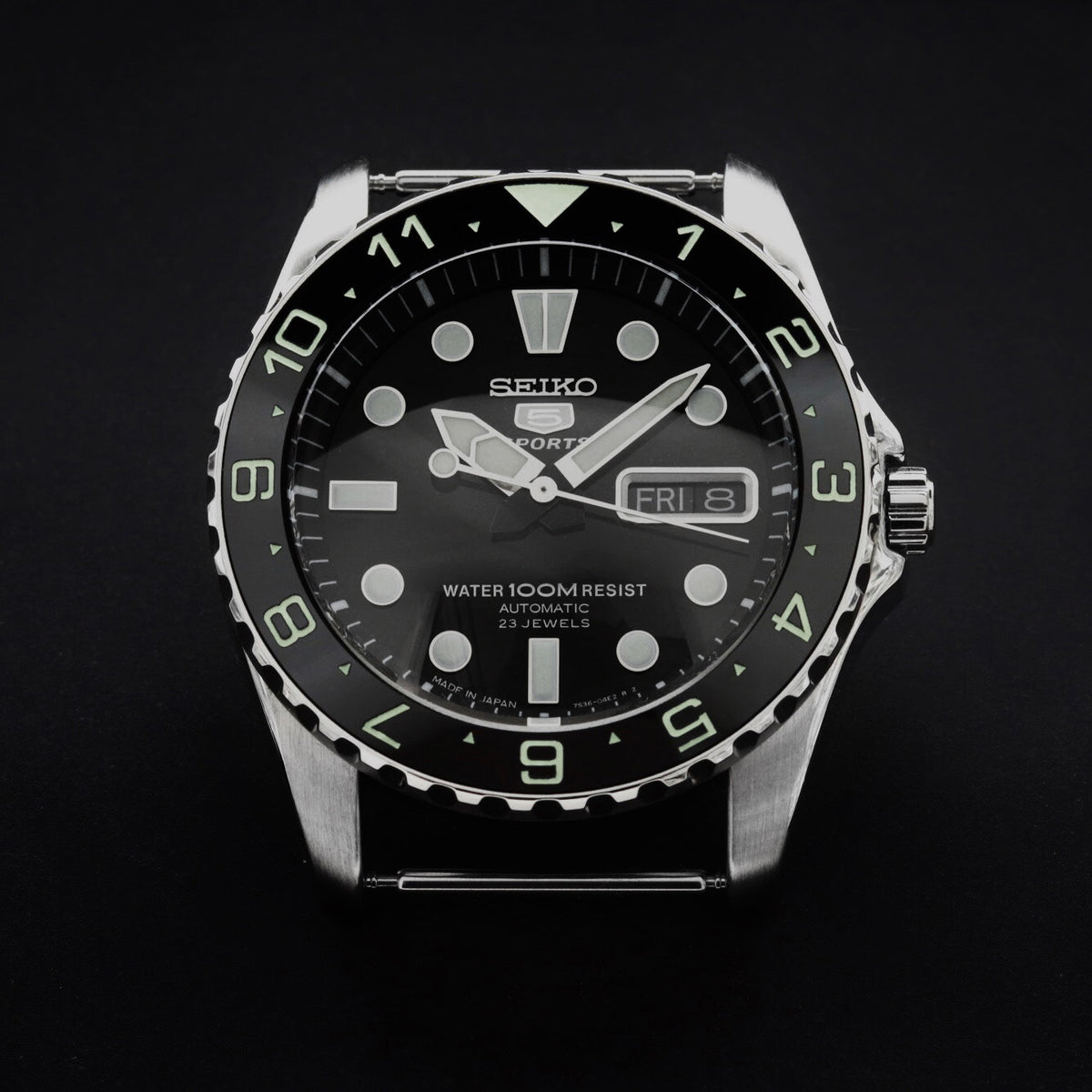 Ceramic Insert - Urchin Dual Time Black - Luminous Aquaris