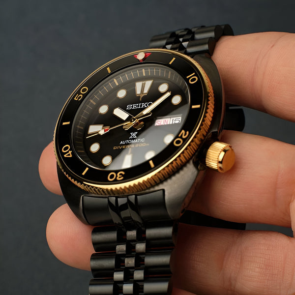 Bezel - SRP Turtle Coin Edge - Polished PVD Gold - DLW WATCHES