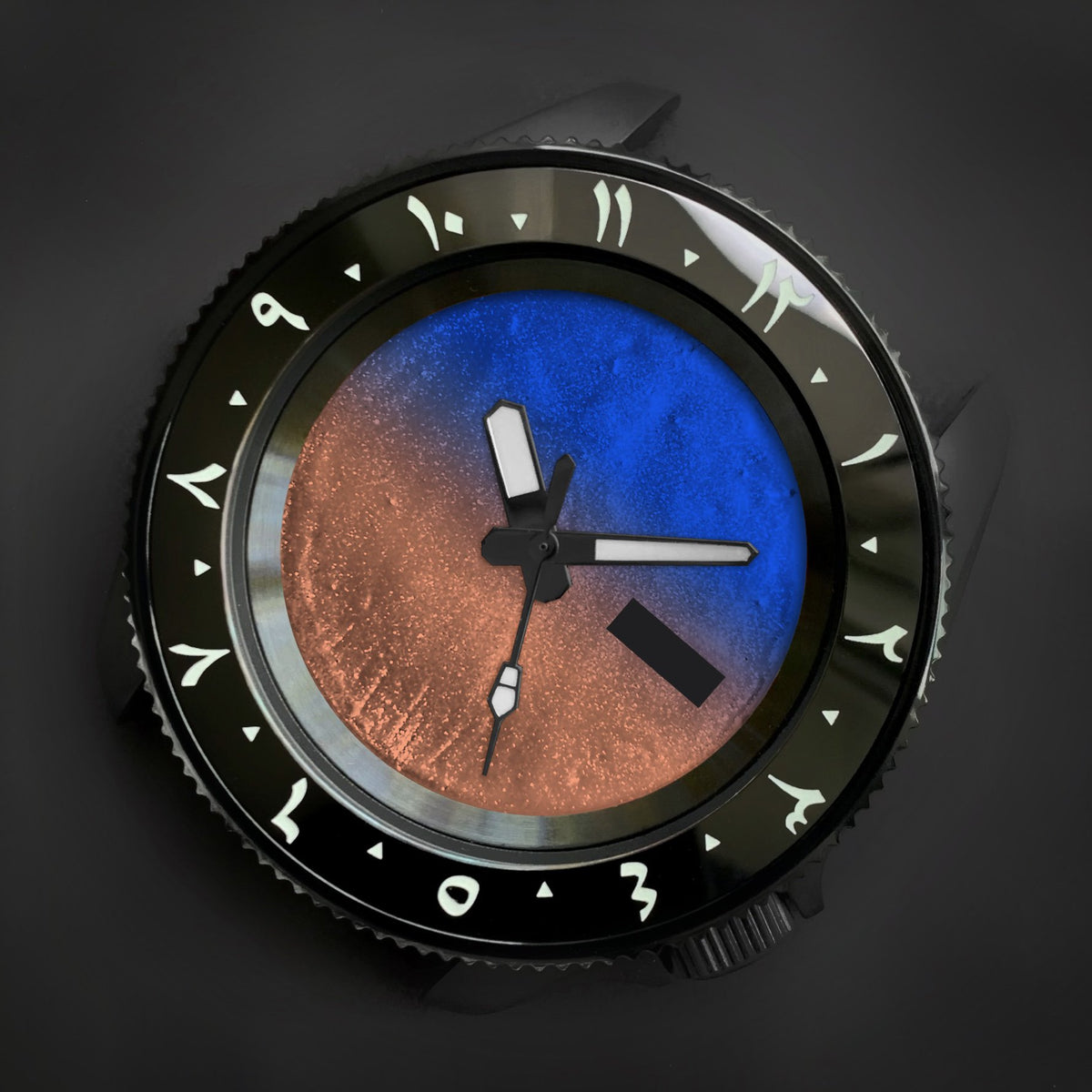 Ceramic Insert - 007 Arabic Dual Time Black - Luminous Aquaris