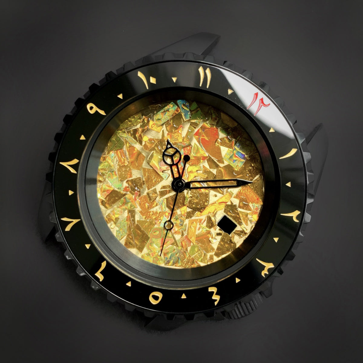 Ceramic Insert - 007 Arabic Dual Time Black X Gold Red "12"