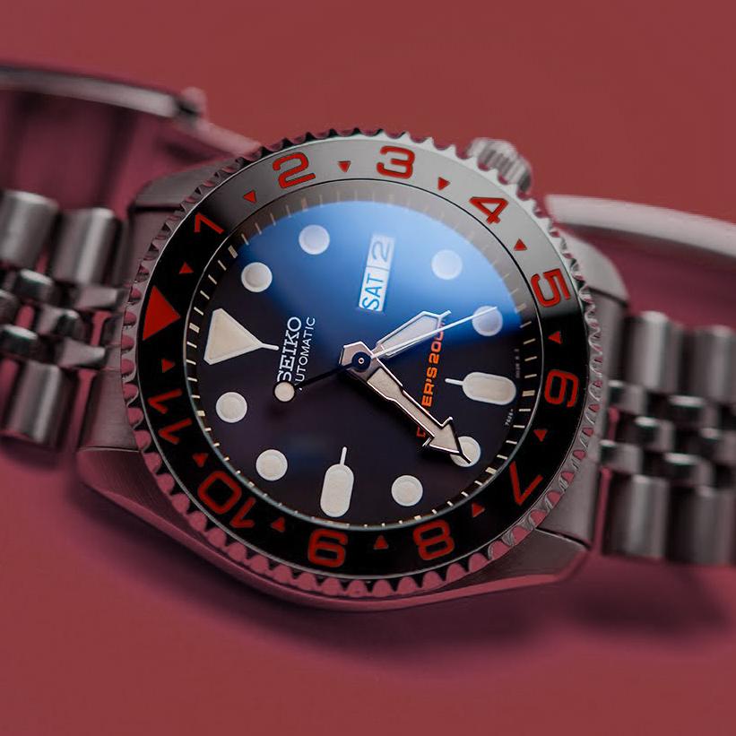 Ceramic Insert - 007 Dual Time Black X Red