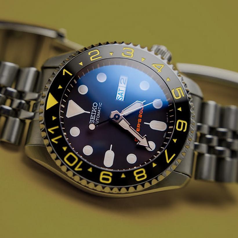 Ceramic Insert - 007 Dual Time Black X Yellow