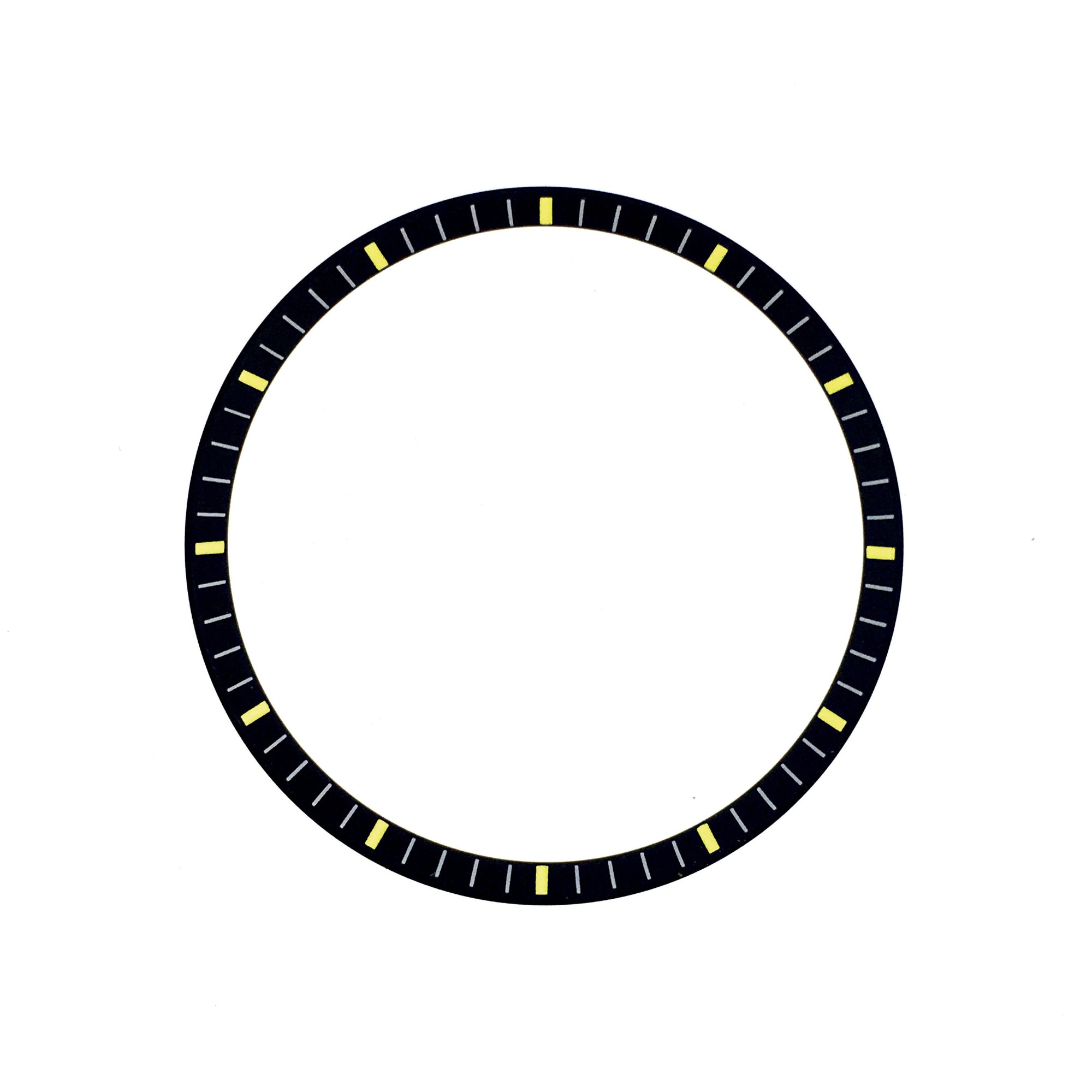 Chapter Ring - SKX007/SRPD - Matt Black w Markers (Yellow)