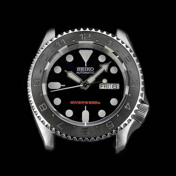 Steel Insert - 007 Dual Time - Brushed Gun Metal - DLW WATCHES