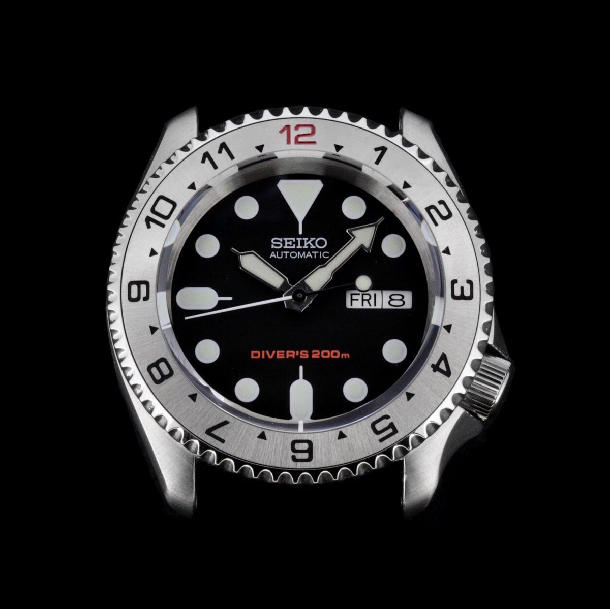 Steel Insert - 007 Dual Time - Brushed Steel Red "12"