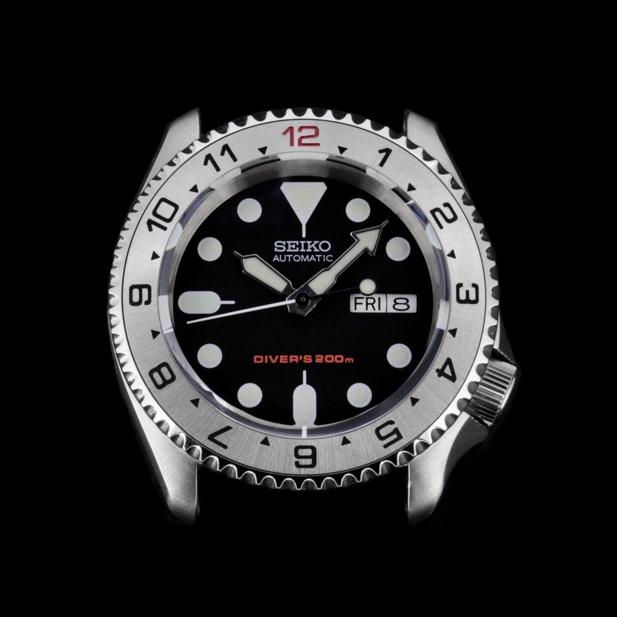 Steel Insert - 007 Dual Time - Brushed Steel Red 