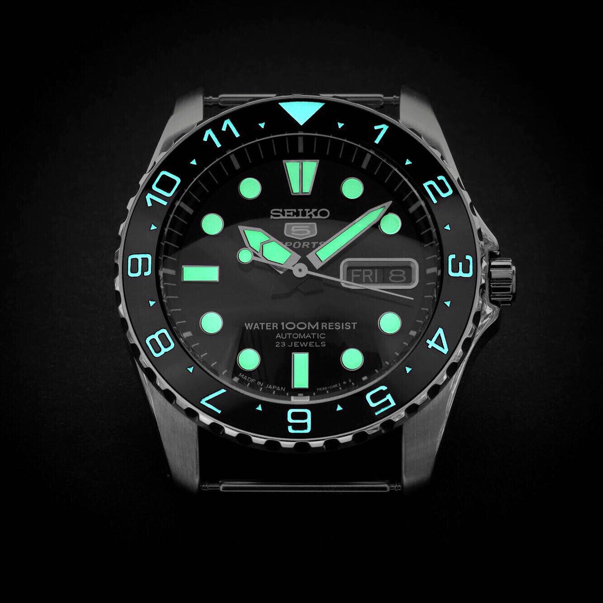 Ceramic Insert - Urchin Dual Time Black - Luminous Aquaris