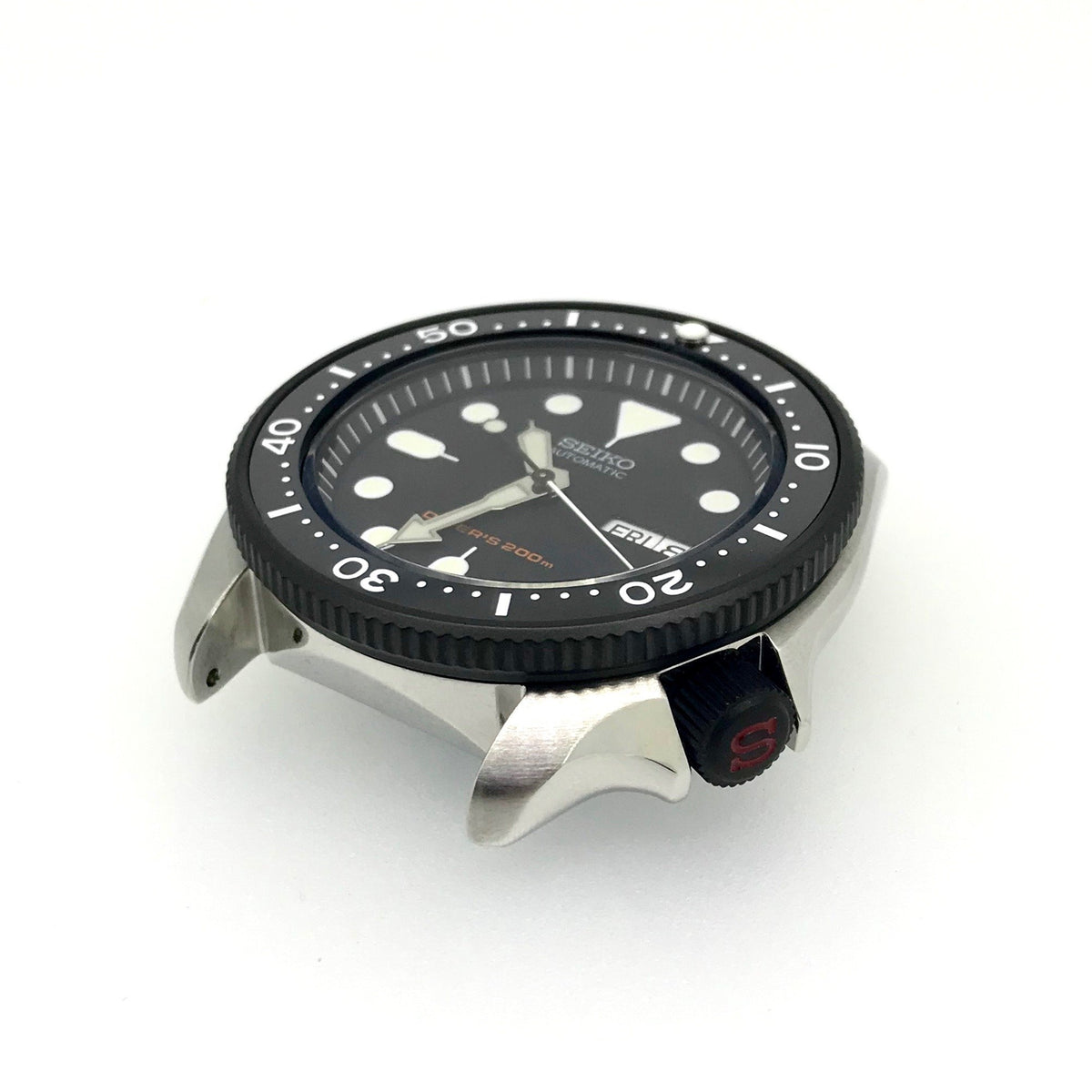 Crown - SKX007 - Bead Blasted PVD Black - Red &quot;S&quot;