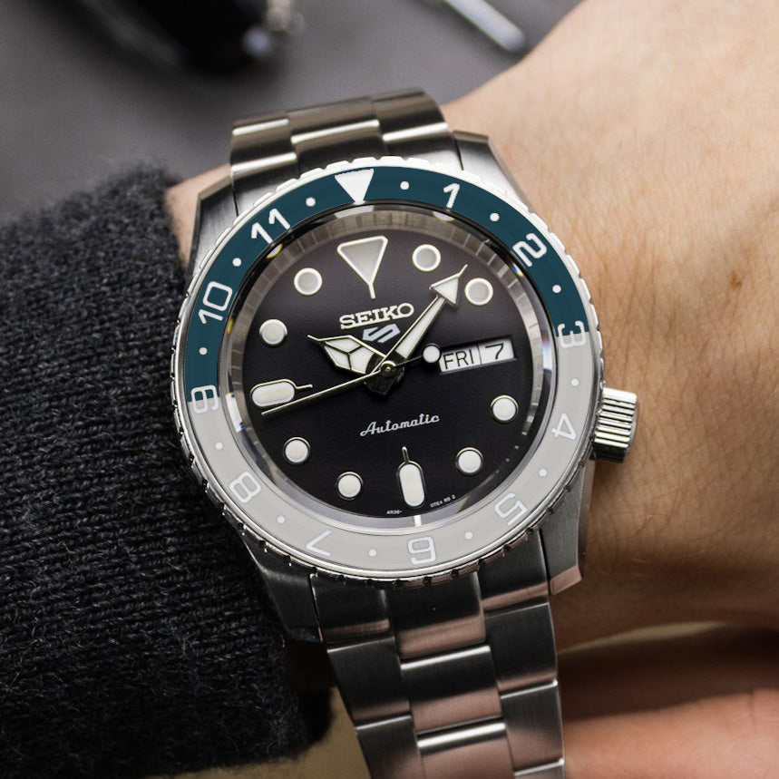 Sapphire Insert - SKX Dual Time Marine Blue X Grey - Luminous Green