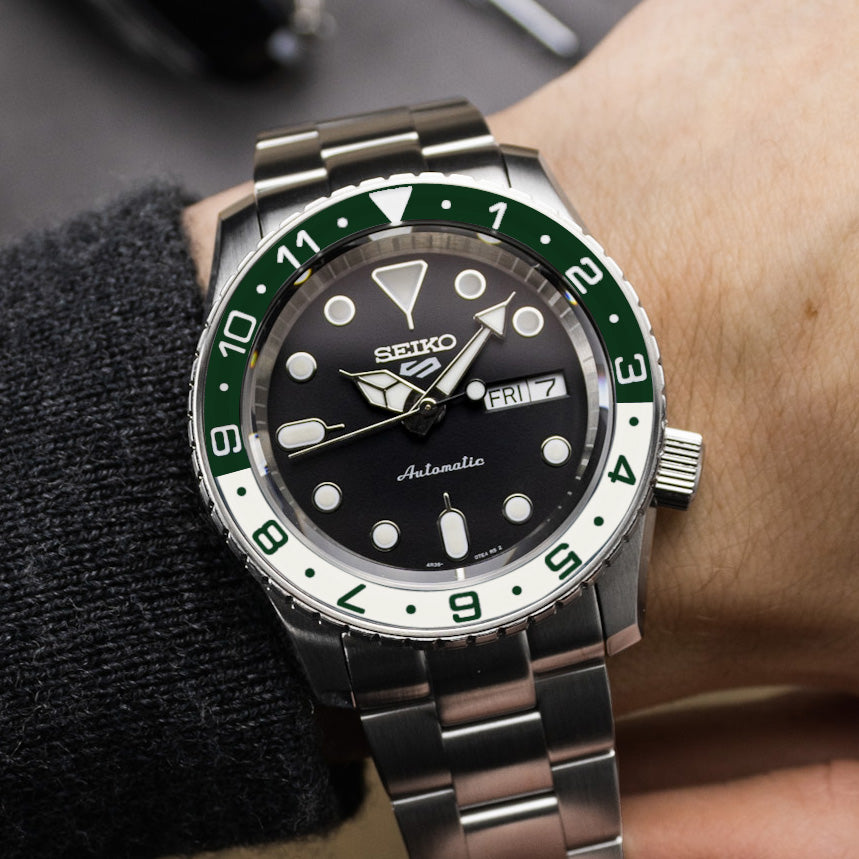 Sapphire Insert - SKX Dual Time Racing Green X White - Luminous Green