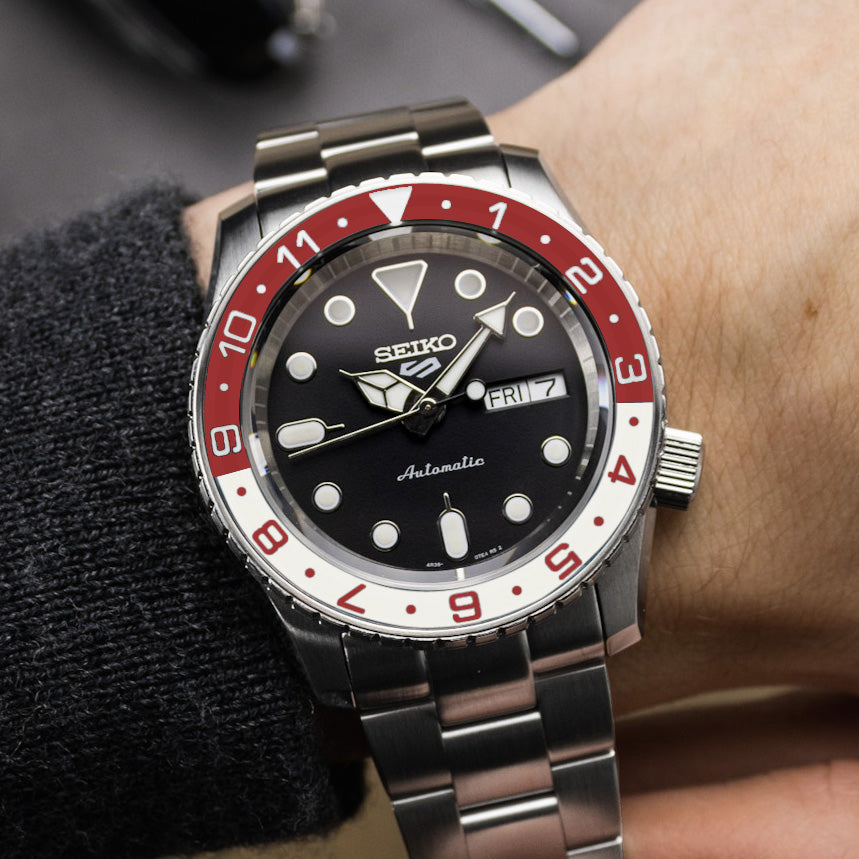 Sapphire Insert SKX Dual Time Red X White Luminous Green DLW