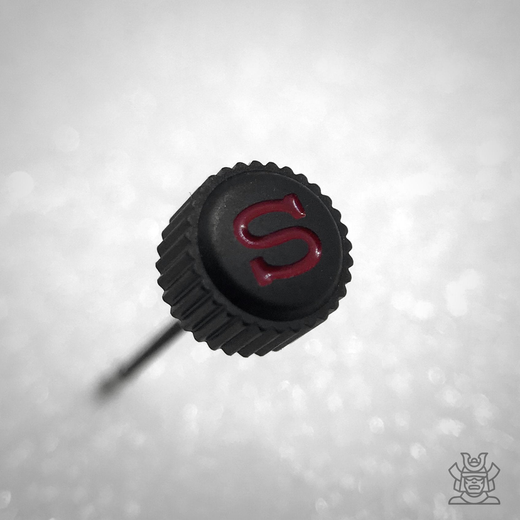Crown - Samurai - Bead Blasted PVD Black - Red "S"