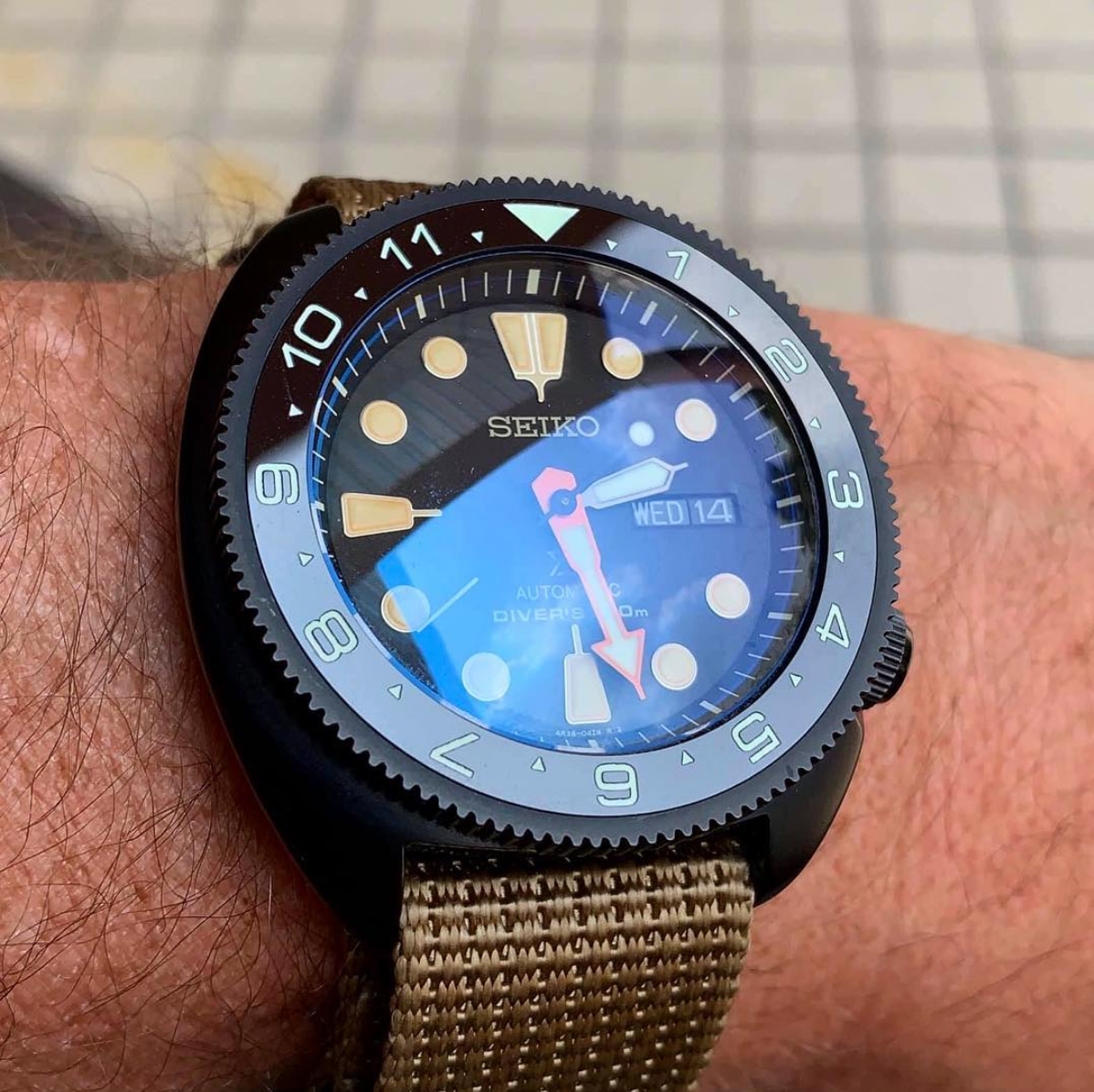 Ceramic Insert - SRP Turtle Dual Time Black - Luminous Aquaris