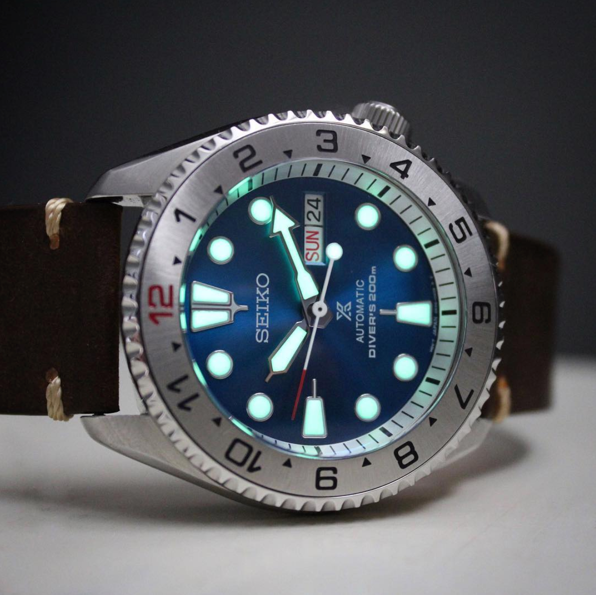 Steel Insert - 007 Dual Time - Brushed Steel Red "12"