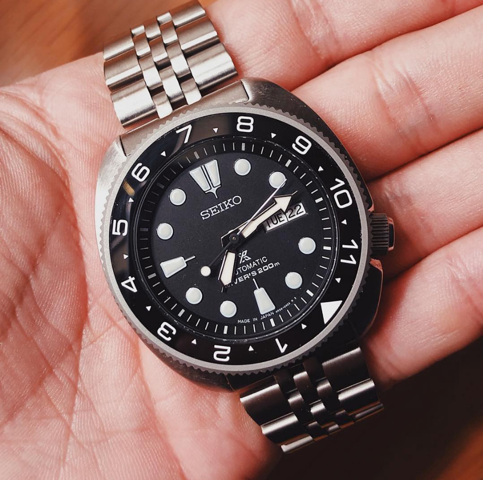 Bezel SRP Turtle Coin Edge Bead Blasted Steel DLW WATCHES