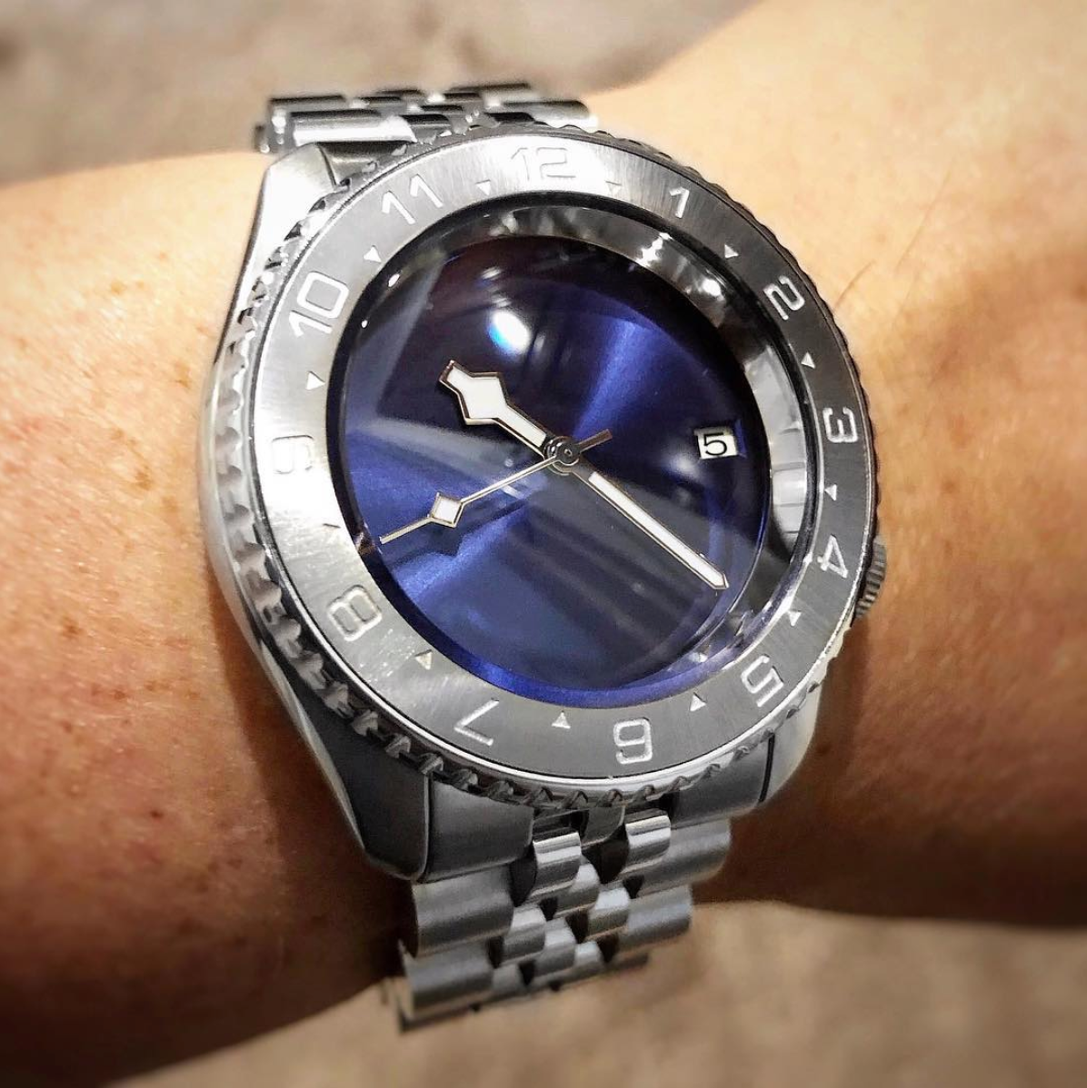 Steel Insert - 007 Dual Time - Brushed ICE