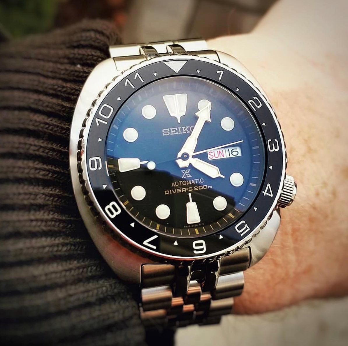 Ceramic Insert - SRP Turtle Dual Time Black - Luminous Green