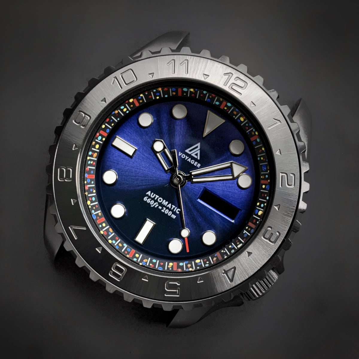 Steel Insert - 007 Dual Time - Brushed Gun Metal