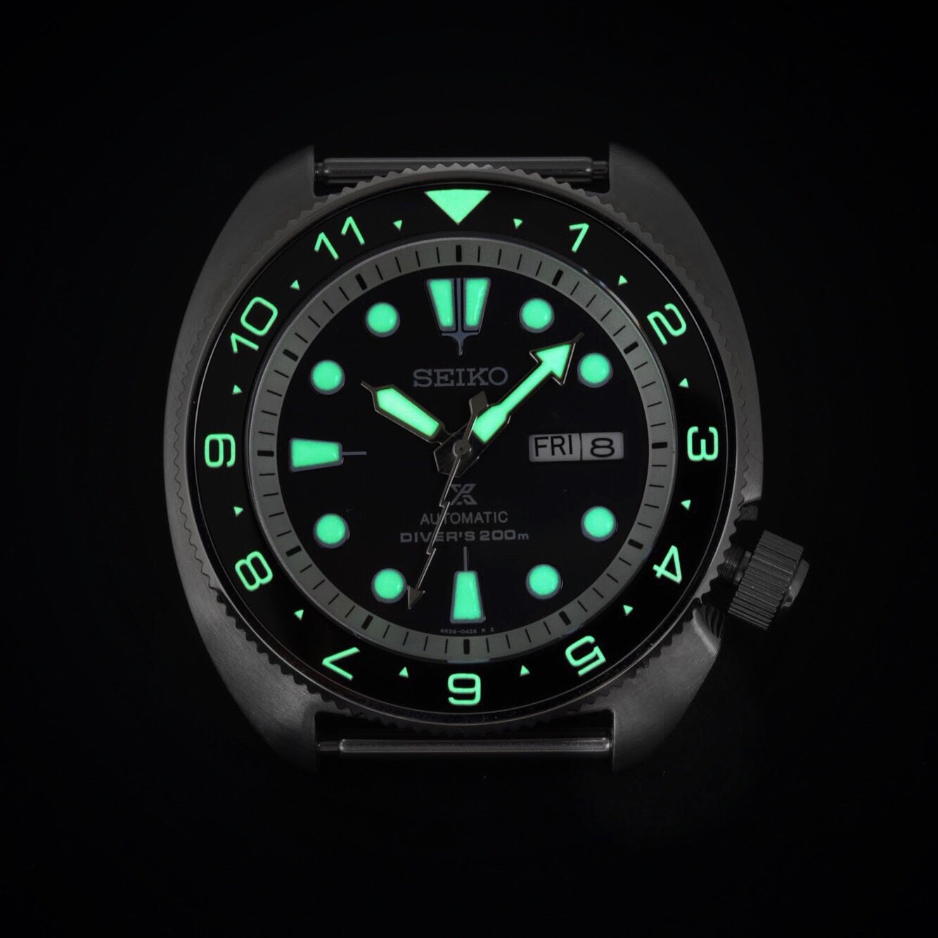 Ceramic Insert - SRP Turtle Dual Time Black - Luminous Green